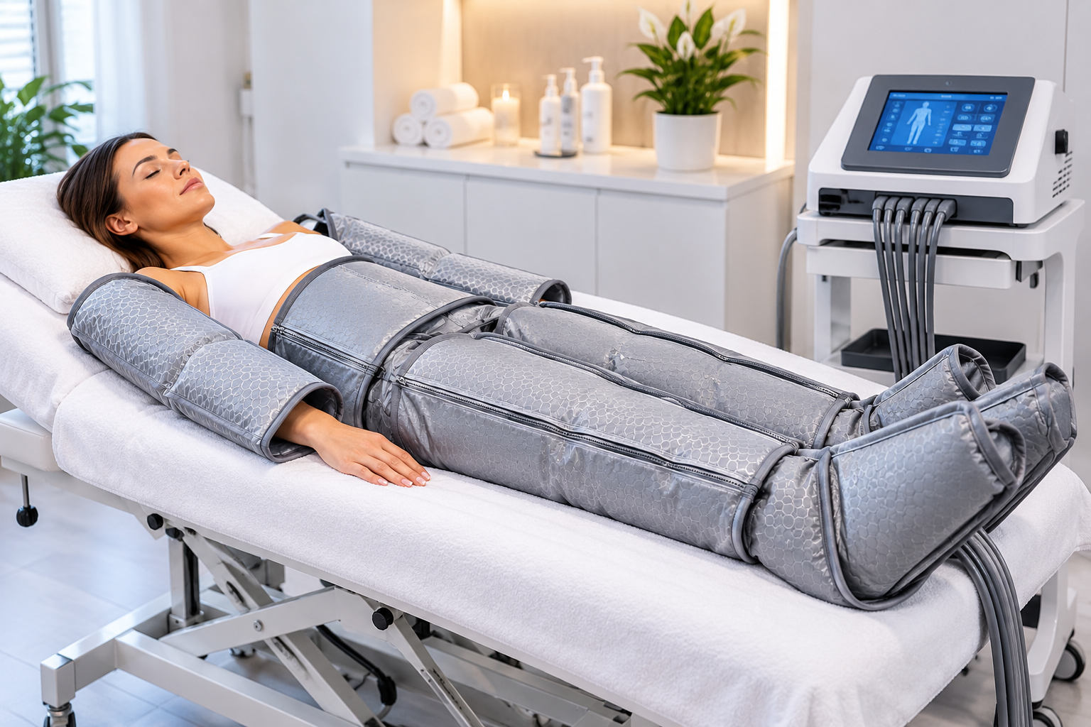 Urządzenie kosmetyczne 3w1 – presoterapia, podczerwień i EMS